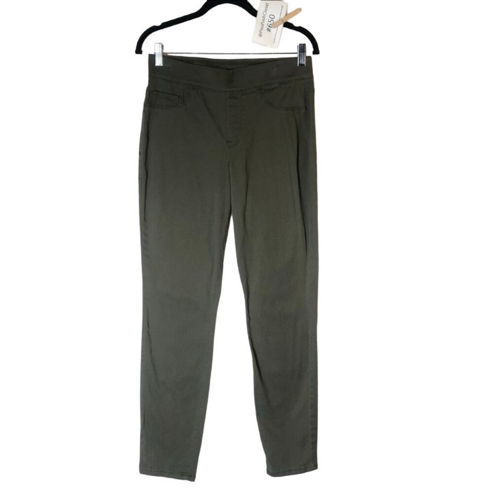 Nine West Pull On Skinny Ankle Pants Size 6 Army Green Elastic Waist Normcore